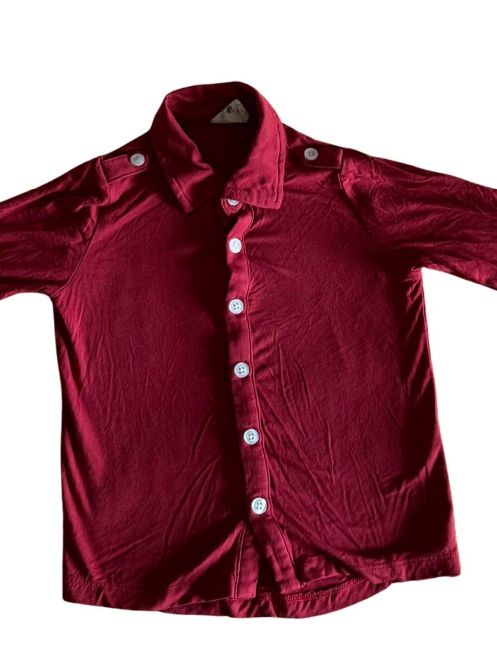 kate quinn - Bamboo Long Sleeve Button-Down Shirt Crimson/Wine Red 2T